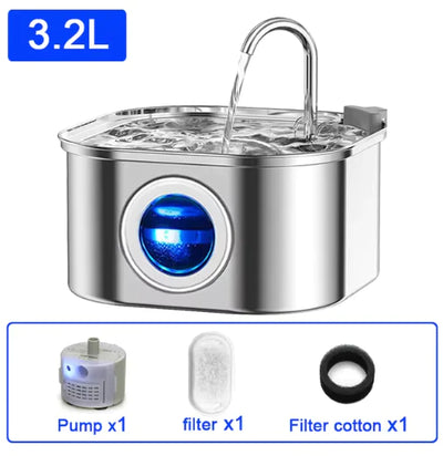 Ultra-Quiet Stainless Steel Cat Fountain with Automatic Sensor & Filter